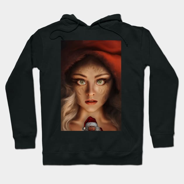 Beautiful Girl Portrait In Santa Claus Costume Hoodie by AIPerfection